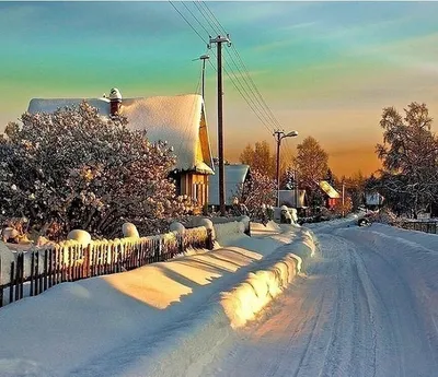Картинки зима деревня