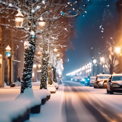 Зима, снегопад, улица украшена …» — создано в Шедевруме