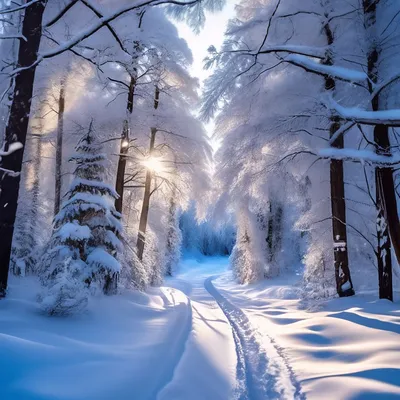 Картинки зима в лесу фотографии