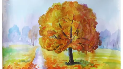 Картинки золотая осень рисовать