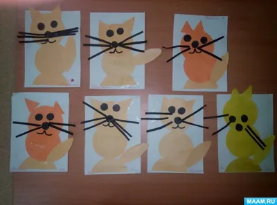 Мастер-класс по аппликации из геометрических фигур «Кошка» в средней группе  (8 фото). Воспитателям детских садов, школьным учителям и педагогам -  Маам.ру