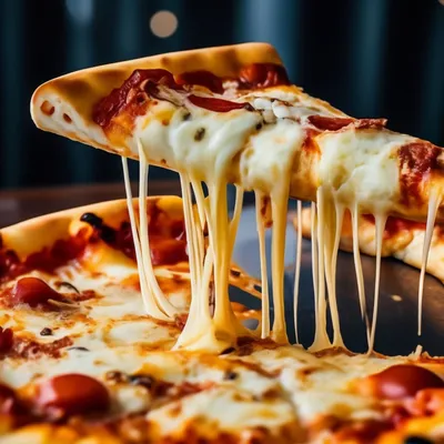 Красивая вкусная сырная пицца, …» — создано в Шедевруме
