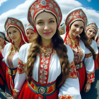 Красивые русские девушки в красных платьях