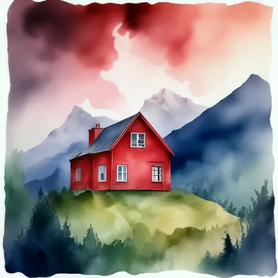 милый красный домик загородного дома летний коттедж строит современную  иллюстрацию мультипликации, изолированную от белого. на отк Иллюстрация  вектора - иллюстрации насчитывающей ферма, дом: 239375042