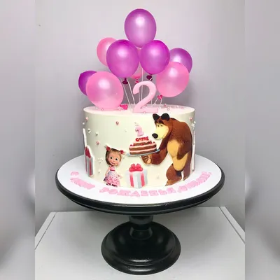 Торт Маша и Медведь 03045721 на день рождения на 3 года девочке кремовый со  сливками - торты на заказ ПРЕМИУМ-класса от КП «Алтуфьево»