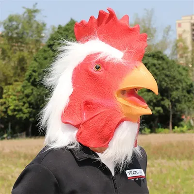 Забавная Милая маска петуха куриная маска Хэллоуин новинка костюм вечерние  НКИ латексная маска для головы животного петух реквизит для косплея белый |  AliExpress