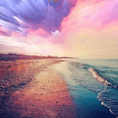 Картинка #Фон Розовое небо море и суша🌊 | Sunrise sunset, Sunset, Natural  landmarks