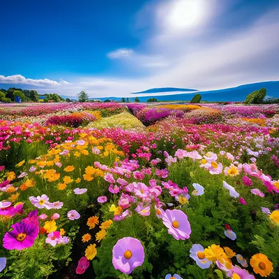Профессиональное фото, море цветов …» — создано в Шедевруме