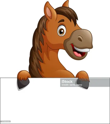 Милая мультяшная лошадь скачет по …» — создано в Шедевруме