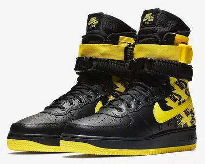 Nike SF Air Force 1 High Top Sneakers Black Dynamic Yellow AR1955-001 Size  8 | eBay