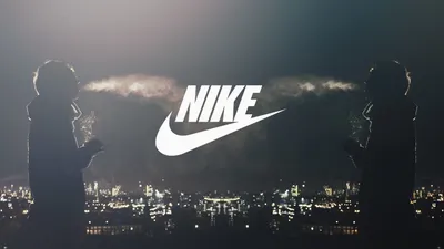 Лого Nike на полосатом фоне - обои на рабочий стол
