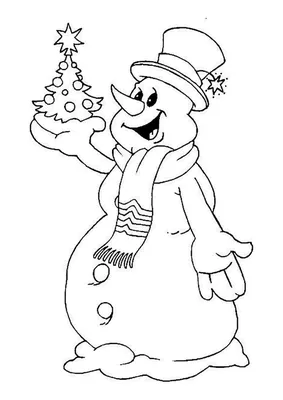 Раскраска. Раскраски год раскраски детям, черно-белые картинки, новый год,  праздник, зима, снеговик, шляпа, шарфик