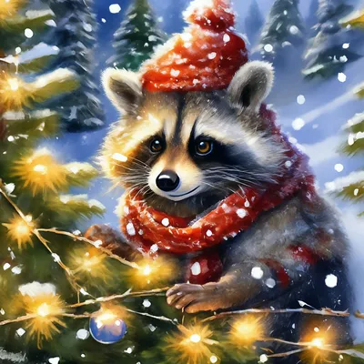 Просто новогодний енот. Зачем вам что-то ещё? | Pet raccoon, Cute animals,  Cute raccoon