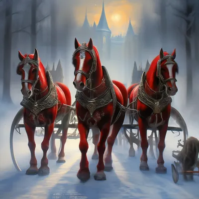 Новогодние лошади, зима, новый год, …» — создано в Шедевруме