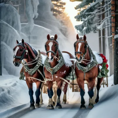 Новый год в деревне, тройка лошадей…» — создано в Шедевруме
