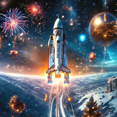 Новый год в космосе» — создано в Шедевруме