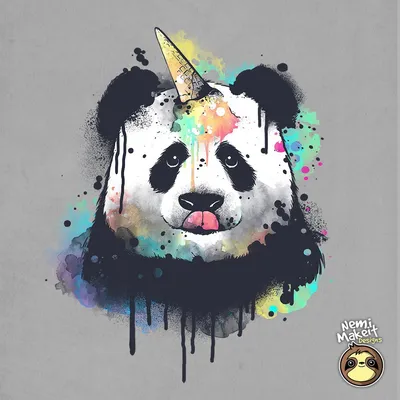A painting of a panda decor, plastic, beautiful colors, gemstone, tribal  clipart, white background, fine art by marco mazzoni on Craiyon