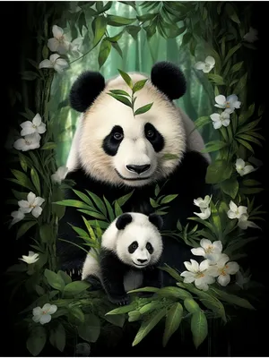 Подарок для Ольги: панда с цветами» — создано в Шедевруме