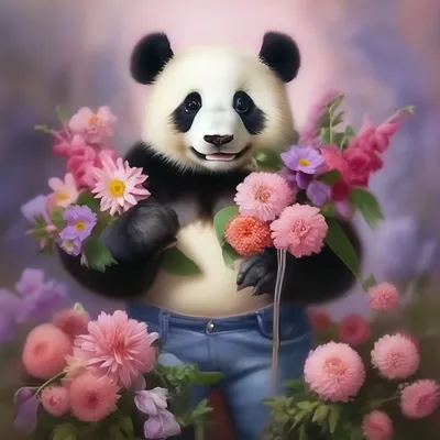 Mедвежонок Panda и красные розы - Lillepidu