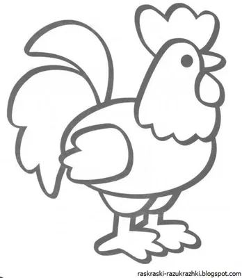 Раскраска Простая разукрашка петушка распечатать - Петухи и курицы