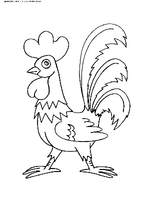 Окраска страницы Контур мультяшного петуха. Фермерские животные. Раскраска  для детей . Векторное изображение ©Oleon17 332782818