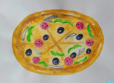 Пицца, рисунок акварелью за 15 €