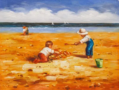 Картина в детскую \"Дети на пляже (N8)\" 30x40 MP160402 купить в Москве