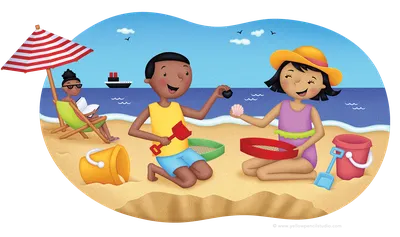 Счастливые дети скача на пляж Иллюстрация вектора - иллюстрации  насчитывающей иллюстрация, насладитесь: 91809627