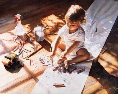 рисунок ребенка с карандашом вокруг лица, маленькая картинка для рисования,  ребенок, детство фон картинки и Фото для бесплатной загрузки
