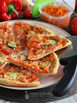 Овощная пицца (с корейской морковью и огурцом) — рецепт с фото | Рецепт |  Идеи для блюд, Еда, Овощная пицца