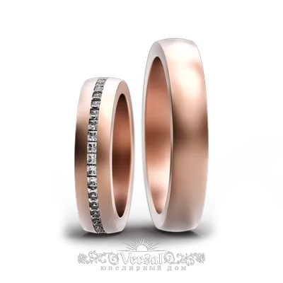 Классическое обручальное кольцо, с бриллиантами, огранка принцесса, розовое  золото, 585 пробы в Москве, цена 195550 руб.: купить в интернет-магазине