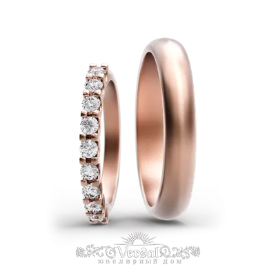 Классические обручальные кольца, с бриллиантами, розовое золото, 585 проба  в Москве, цена 124200 руб.: купить в