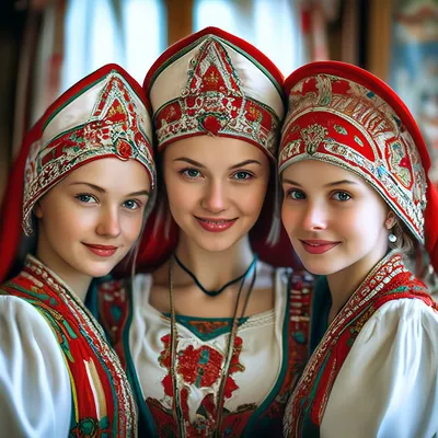 Русский народный костюм бардовый с узким рукавом