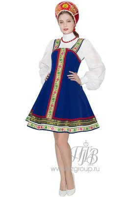 Синий русский народный сарафан - купить недорого русские народные костюмы в  СПб