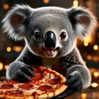 Koala Pizza Криповая смешная безумная…» — создано в Шедевруме
