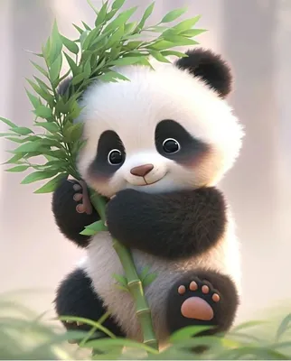 Смешная Панда, валяется в листьях и…» — создано в Шедевруме