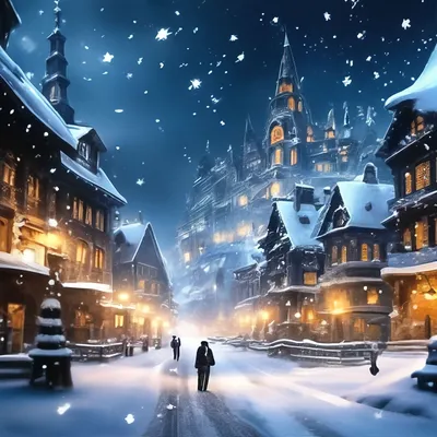 Снежный город ,снег,снежинки,…» — создано в Шедевруме