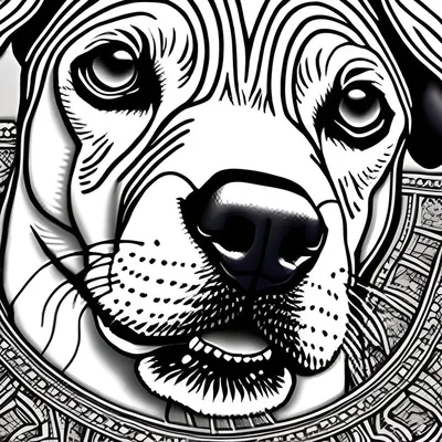 черно белая собака сидит на белом фоне, картинка собаки, собака, мультфильм  фон картинки и Фото для бесплатной загрузки