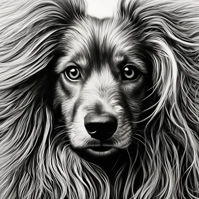 Близкое изображение собаки с черно-белой картинкой | Премиум Фото