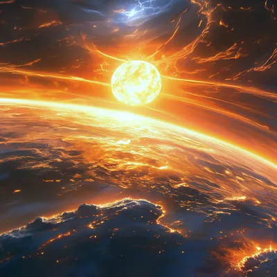⠀ солнце в космосе вблизи, …» — создано в Шедевруме