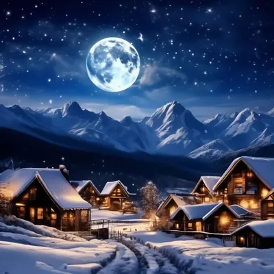 Открытка доброй ночи зима (скачать бесплатно)