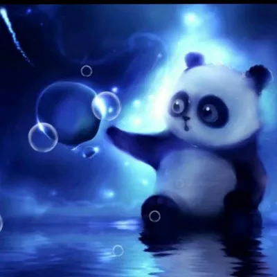 Каваи панда на луне говорит спокойной ночи | Премиум векторы
