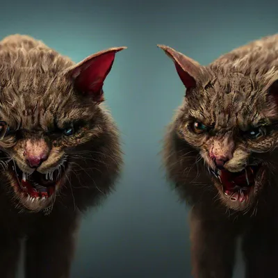 Кот Вампир Пугающий Кот Клыками Страшная Кошка стоковое фото ©vi0222  476232624