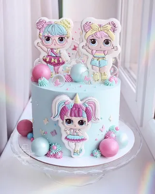 No photo description available. | Lol doll cake, Doll birthday cake,  Unicorn birthday cake