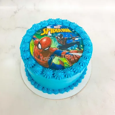 Торт с картинкой человек паук фотографии