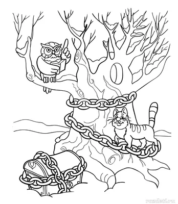 Иллюстрация У Лукоморья дуб зеленый.. в стиле 2d, детский, книжная