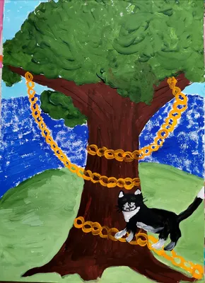 Детский рисунок к стихотворению у лукоморья дуб зеленый (49 фото) » рисунки  для срисовки на Газ-квас.ком