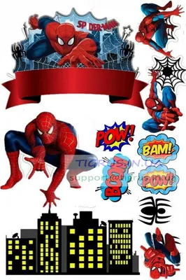 PrinTort Вафельная картинка на торт мальчику Человек паук супергерои