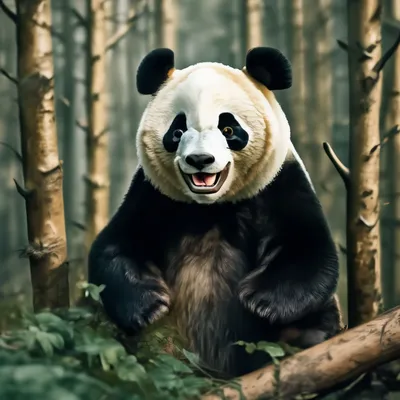 Веселая панда танцует на вечеринке …» — создано в Шедевруме