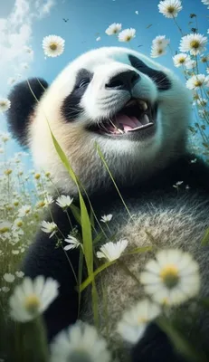 Весёлая панда в лесу» — создано в Шедевруме